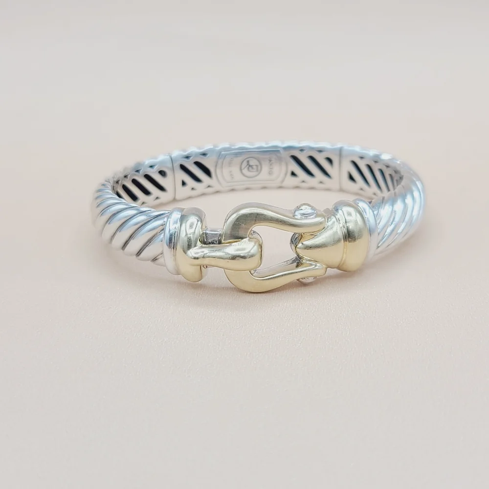 David Yurman 10mm Waverly Cable Bracelet With Gold - Picture 6 of 14